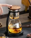 Bộ ấm pha trà cao cấp tiện lợi Chất liệu thuỷ tinh Borosilicate cao + vòng đệm silicon + thép không gỉ 304 + gỗ