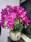 Chậu hoa lan hồ điệp hồng nghệ thuật Chất liệu hoa mô phỏng (lụa/nhựa) bình gốm
