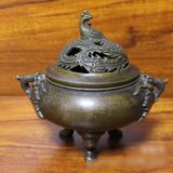 LƯ HƯƠNG ĐỒNG CON CÔNG TRANG TRÍ Chất liệu sản phẩm: đồng thau
