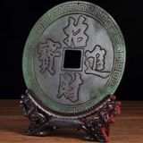 Đồng xu lớn trang trí chất liệu đồng sử dụng trang trí phòng khách, tủ tivi, quà khai trương kt 24*8*18 nặng 1,5kg