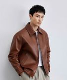 Áo khoác da dáng rộng nam da cao cấp Vải da bò tự nhiên Vật liệu lót: 95% polyester 5% vải thun