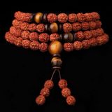 CHUỖI TRÀNG HẠT RUDRAKSHA CAO CẤP Chất liệu: Rudraksha, mắt hổ vàng