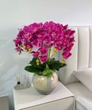 Chậu hoa lan hồ điệp hồng nghệ thuật Chất liệu hoa mô phỏng (lụa/nhựa) bình gốm