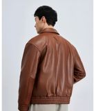 Áo khoác da dáng rộng nam da cao cấp Vải da bò tự nhiên Vật liệu lót: 95% polyester 5% vải thun
