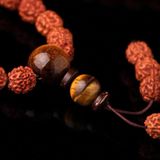 CHUỖI TRÀNG HẠT RUDRAKSHA CAO CẤP Chất liệu: Rudraksha, mắt hổ vàng