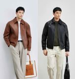 Áo khoác da dáng rộng nam da cao cấp Vải da bò tự nhiên Vật liệu lót: 95% polyester 5% vải thun