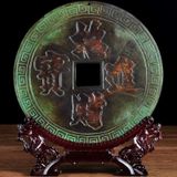 Đồng xu lớn trang trí chất liệu đồng sử dụng trang trí phòng khách, tủ tivi, quà khai trương kt 24*8*18 nặng 1,5kg