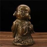 Tượng tiểu hoà thượng chất liệu đồng sử dụng đồ trang trí nhà phòng khách bàn tủ rượu kt 9*9*16 nặng 1.13kg