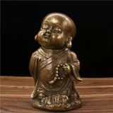 Tượng tiểu hoà thượng chất liệu đồng sử dụng đồ trang trí nhà phòng khách bàn tủ rượu kt 9*9*16 nặng 1.13kg