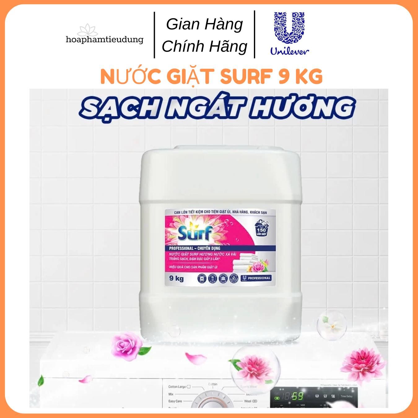 Nước giặt Surf Hương Hoa Cỏ Diệu Kì can lớn 9kg - Siêu tiết kiệm