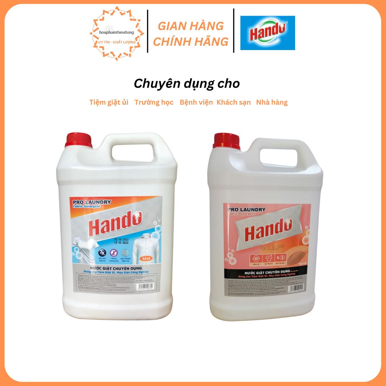 Nước giặt chuyên dụng Hando đậm đặc, không hương & hương đào 5L