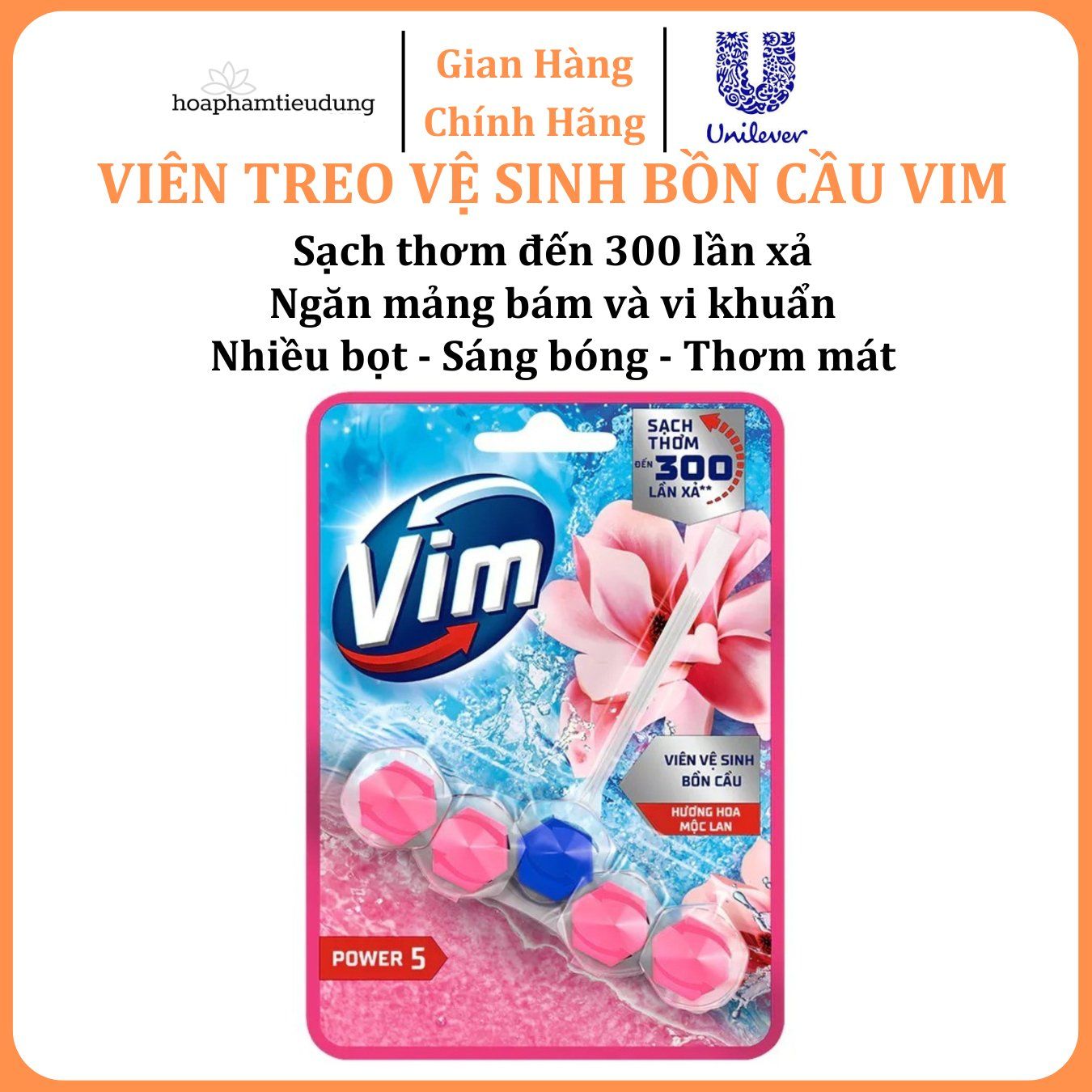 Viên treo vệ sinh bồn cầu Vim thơm mát, diệt khuẩn, sâng bóng