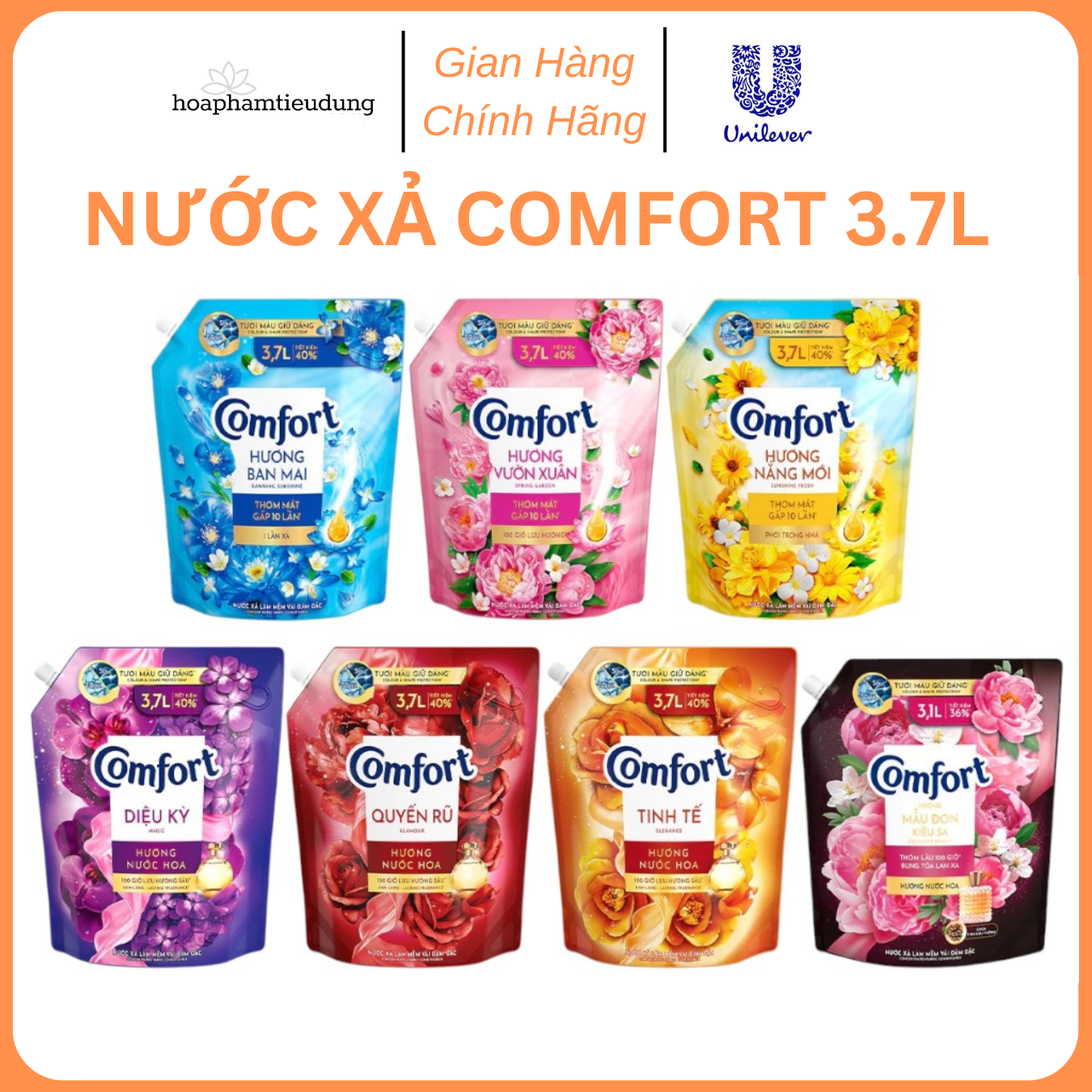 NƯỚC XẢ VẢI COMFORT HƯƠNG NƯỚC HOA LƯU HƯƠNG 100 GIỜ 3.1 - 3.7L