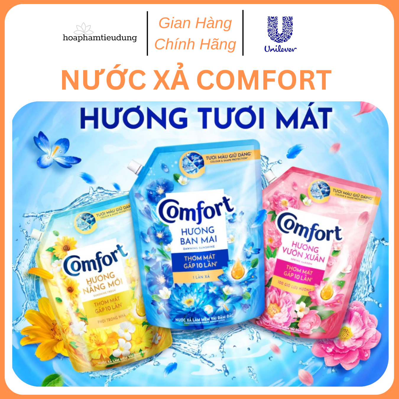 NƯỚC XẢ VẢI COMFORT HƯƠNG NƯỚC HOA LƯU HƯƠNG 100 GIỜ 3.1 - 3.7L
