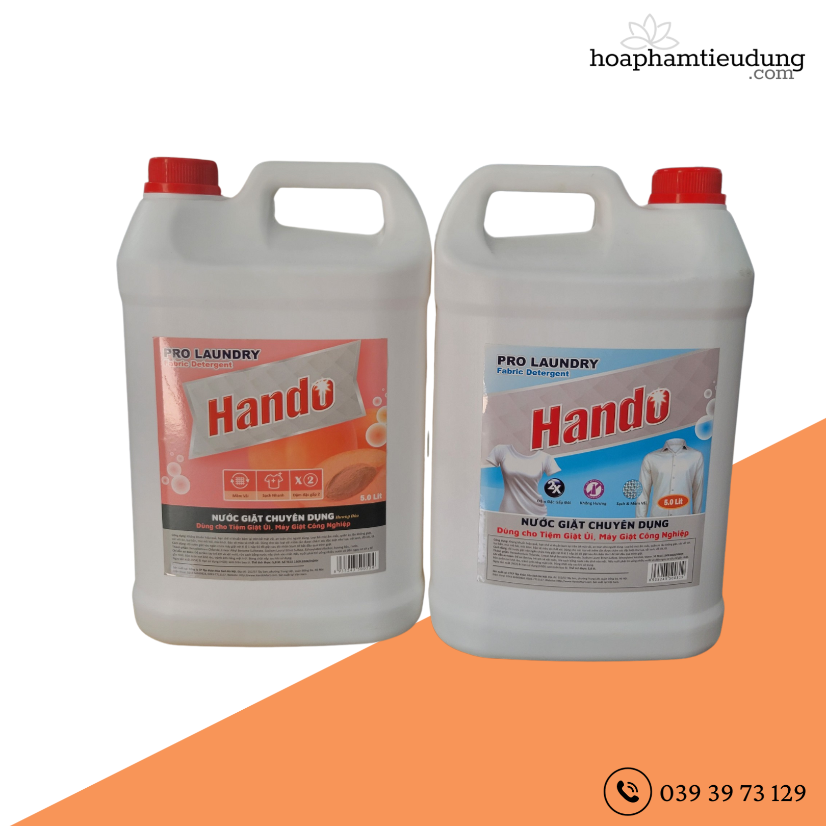 (Combo 2 Can + Tặng 1 gói Xả Hygiene 20ml) Nước giặt chuyên dụng làm sạch quần áo tối ưu Hando 5L