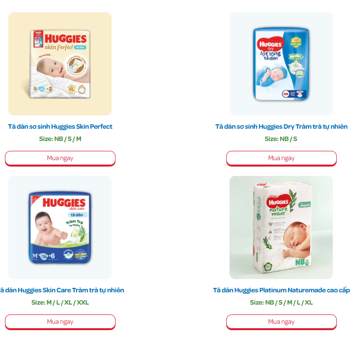 BỈM TÃ HUGGIES SIÊU CAO CẤP PLATINUM NATUREMADE SIZE NB, S - XXL