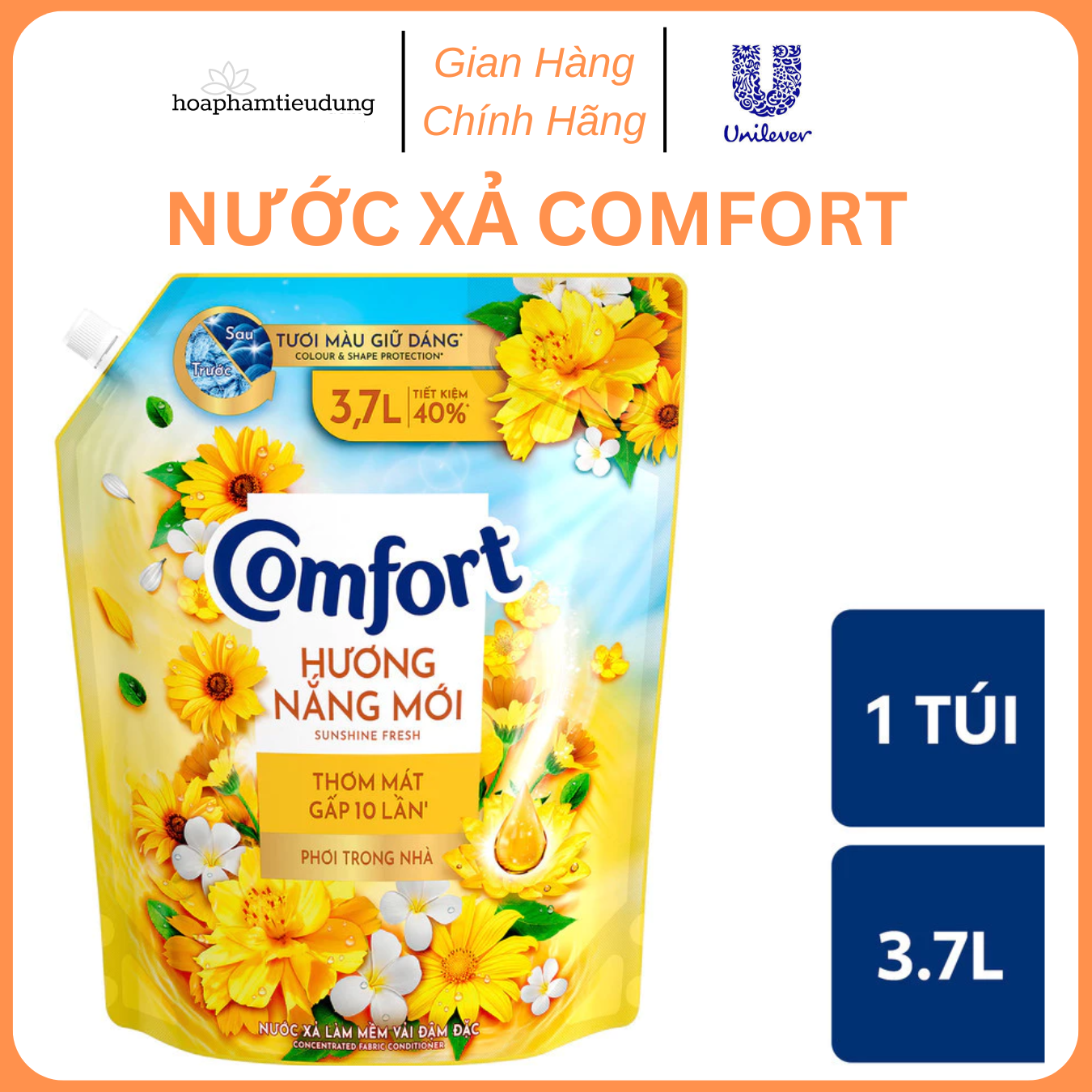 NƯỚC XẢ VẢI COMFORT HƯƠNG NƯỚC HOA LƯU HƯƠNG 100 GIỜ 3.1 - 3.7L