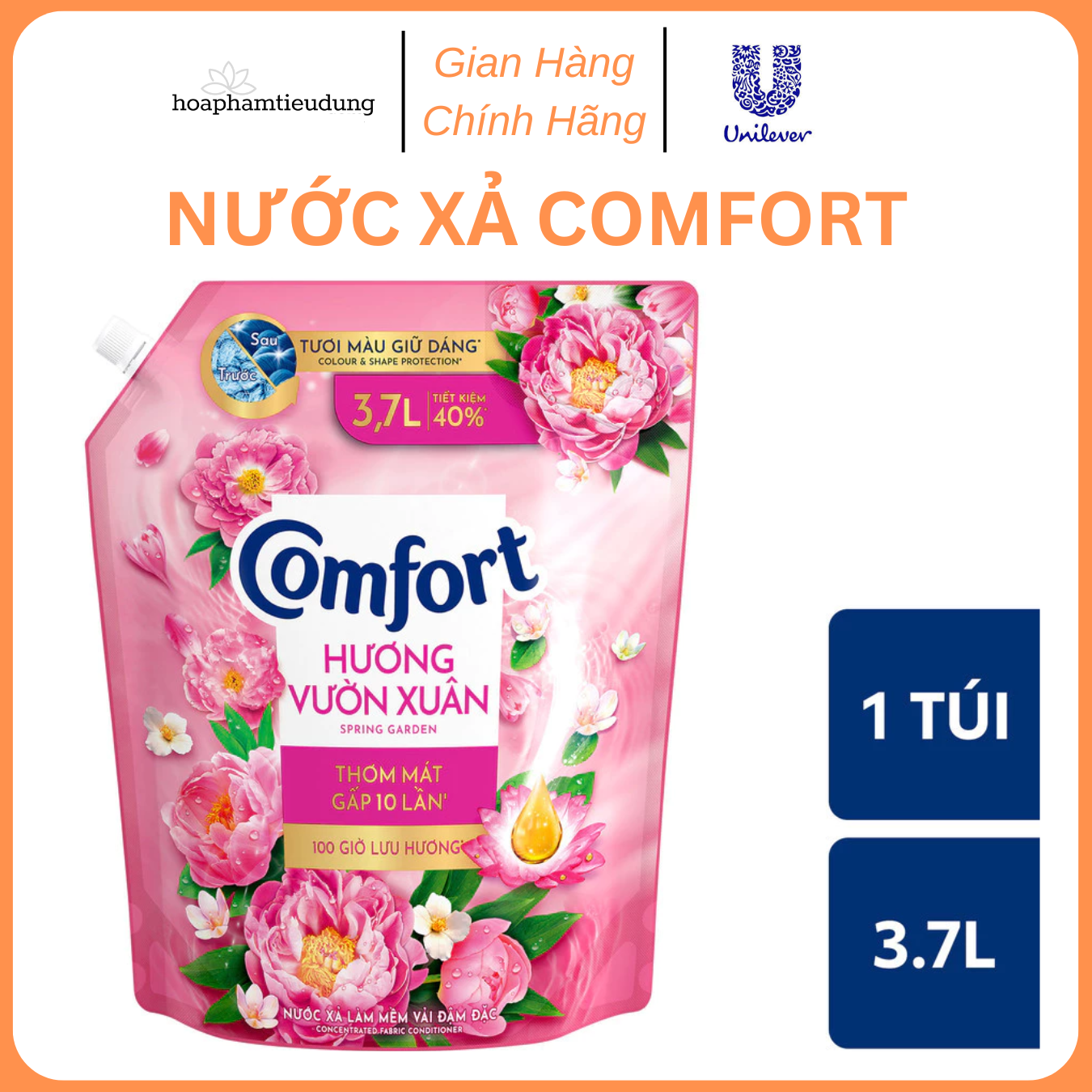 NƯỚC XẢ VẢI COMFORT HƯƠNG NƯỚC HOA LƯU HƯƠNG 100 GIỜ 3.1 - 3.7L