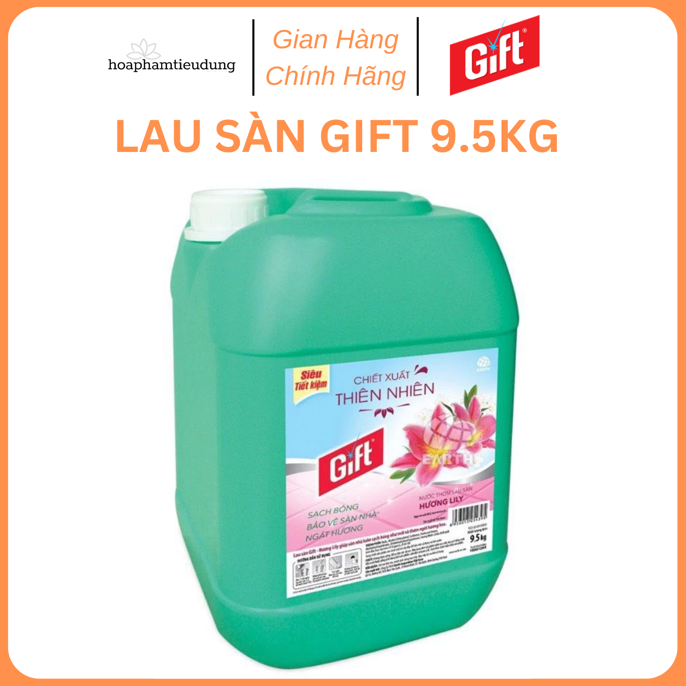 Nước lau sàn gift can lớn 9.5kg siêu tiết kiệm cho nhà hàng, khách sạn, quán ăn, trường học Lily/ Ylang