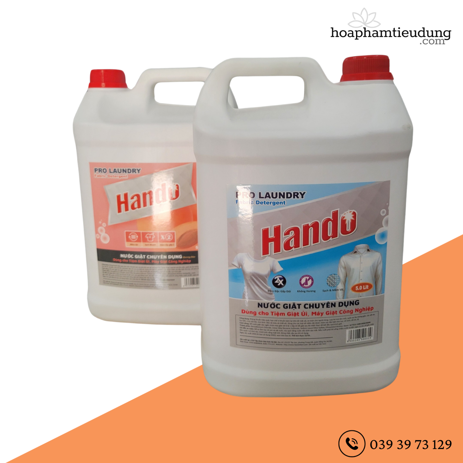 (Combo 2 Can + Tặng 1 gói Xả Hygiene 20ml) Nước giặt chuyên dụng làm sạch quần áo tối ưu Hando 5L