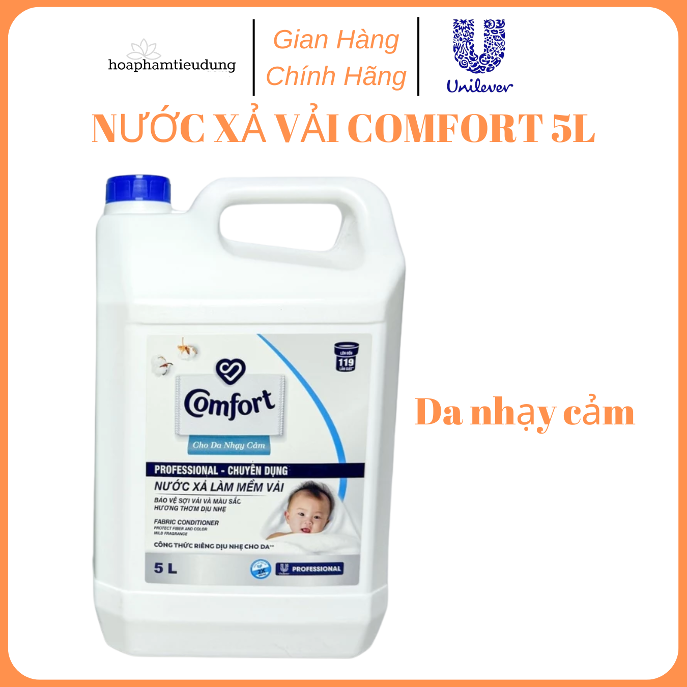 Nước xả làm mềm vải Comfort đậm đặc 4.6-5L chuyên dụng Giặt sấy/ nhà hàng/ khách sạn/ spa/ trường học