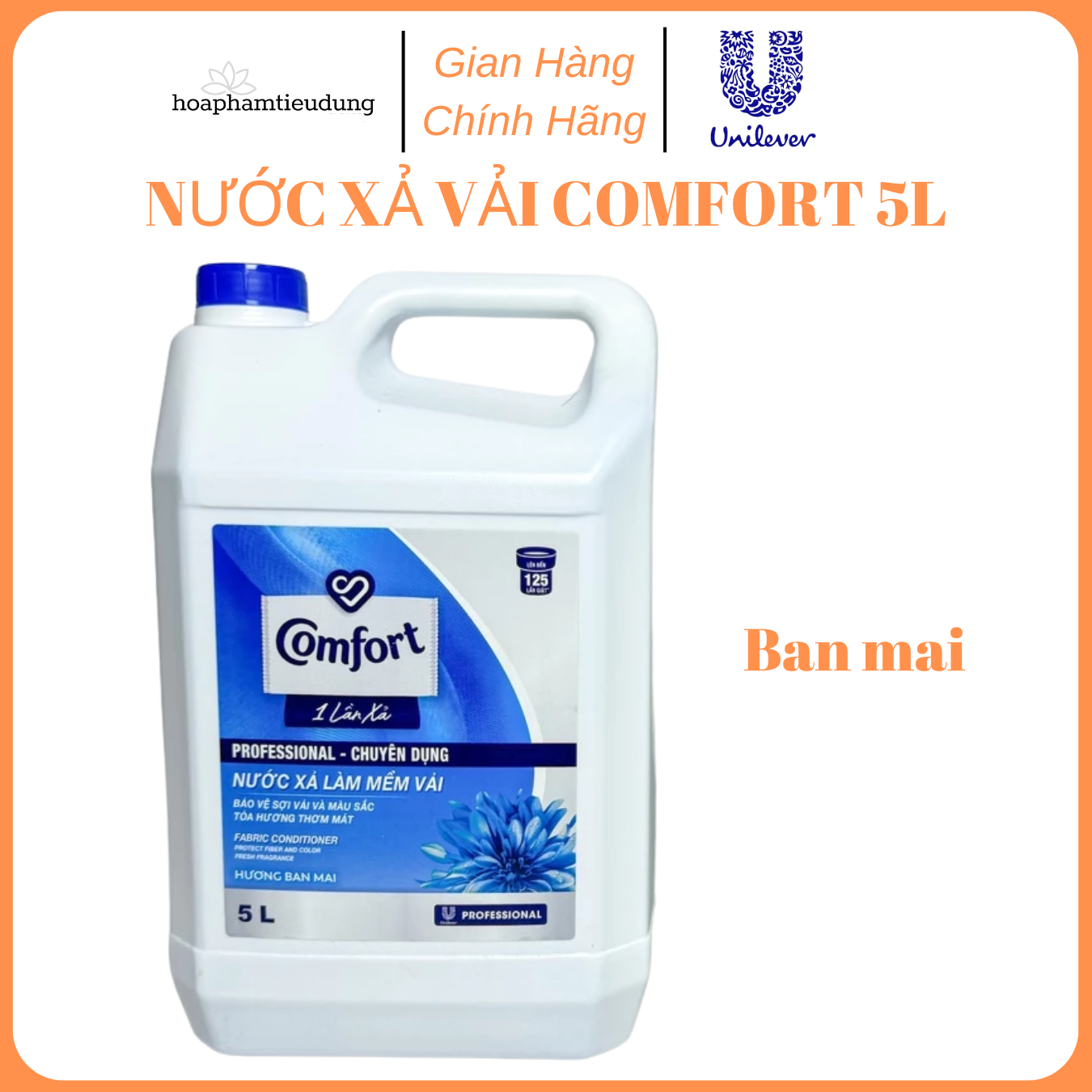 Nước xả làm mềm vải Comfort đậm đặc 4.6-5L chuyên dụng Giặt sấy/ nhà hàng/ khách sạn/ spa/ trường học