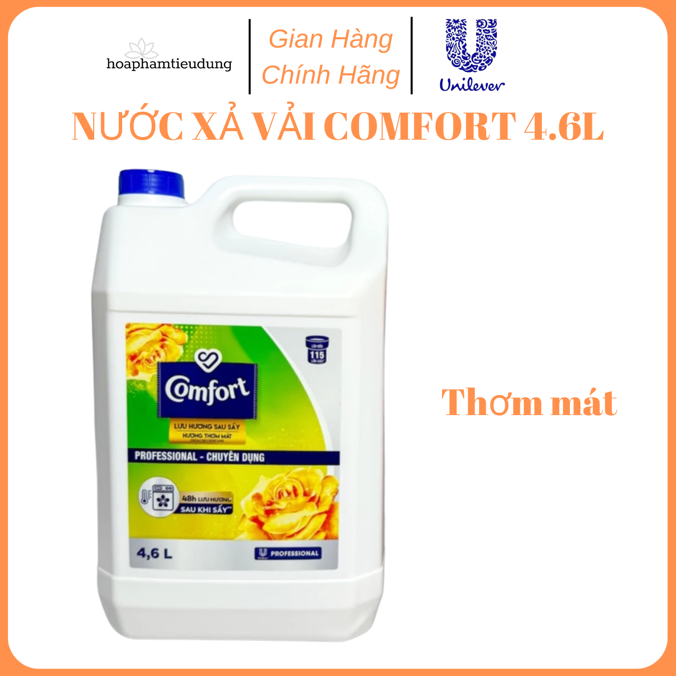 Nước xả làm mềm vải Comfort đậm đặc 4.6-5L chuyên dụng Giặt sấy/ nhà hàng/ khách sạn/ spa/ trường học