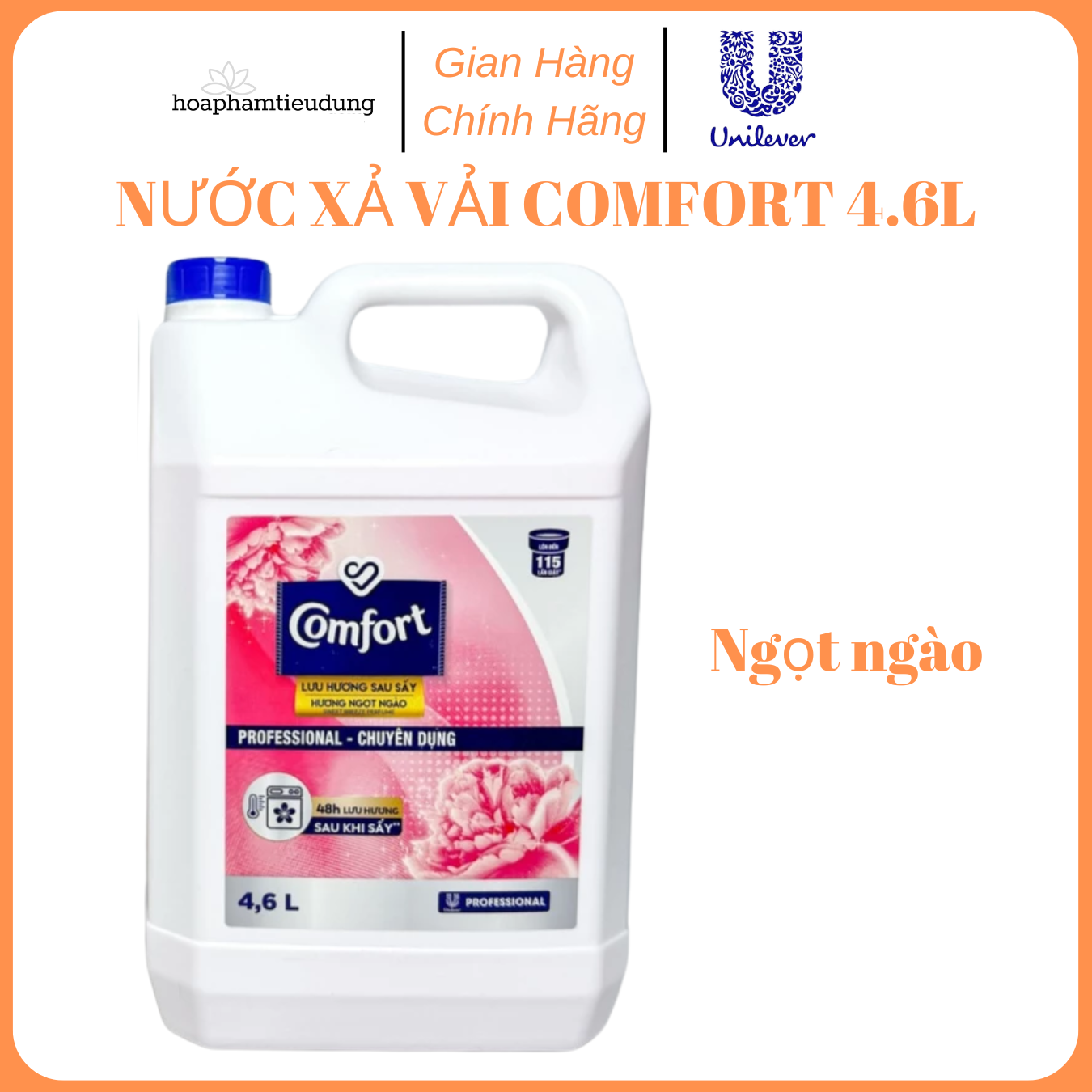 Nước xả làm mềm vải Comfort đậm đặc 4.6-5L chuyên dụng Giặt sấy/ nhà hàng/ khách sạn/ spa/ trường học
