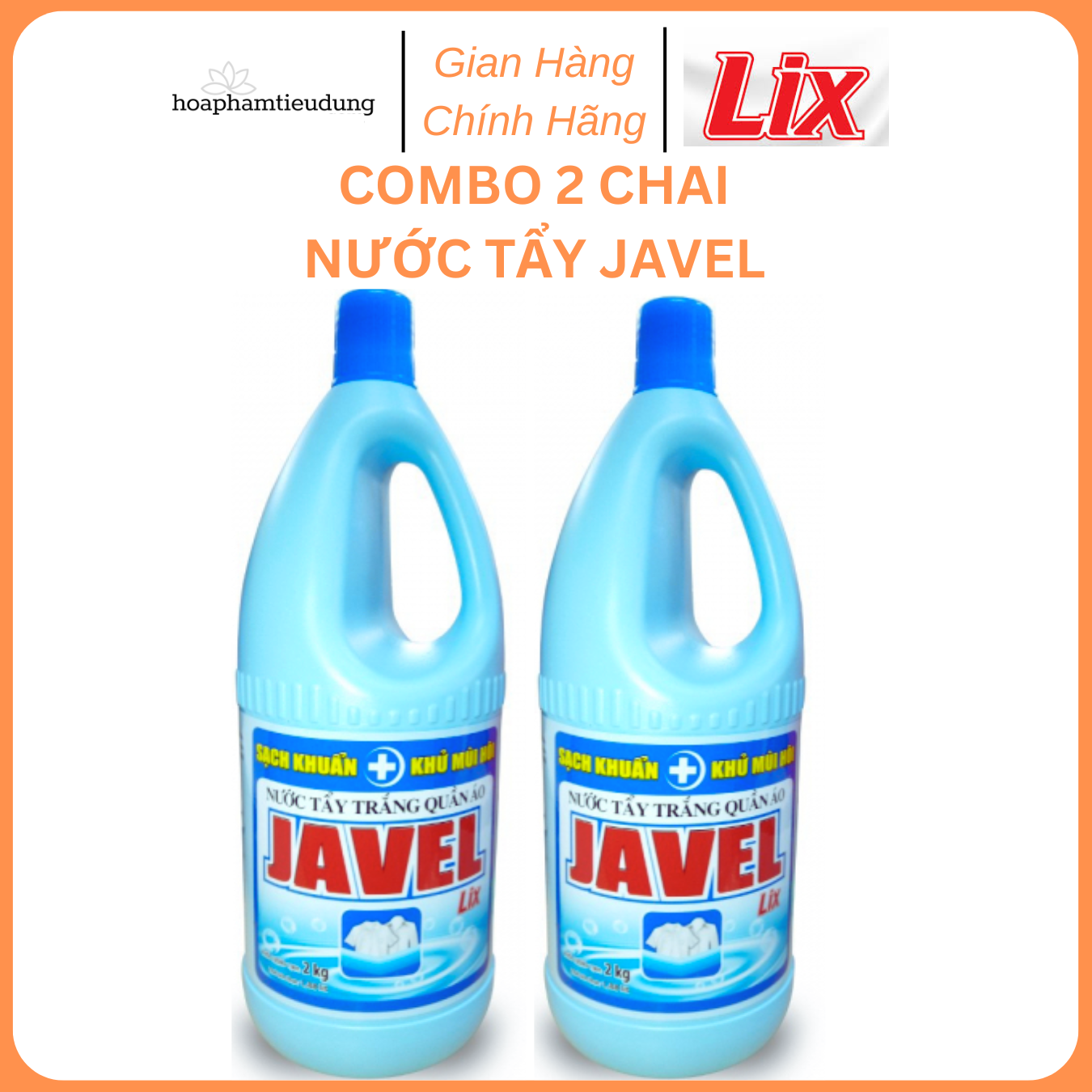 Nước Tẩy Trắng Quần Áo Javel Lix Chai 1-2kg