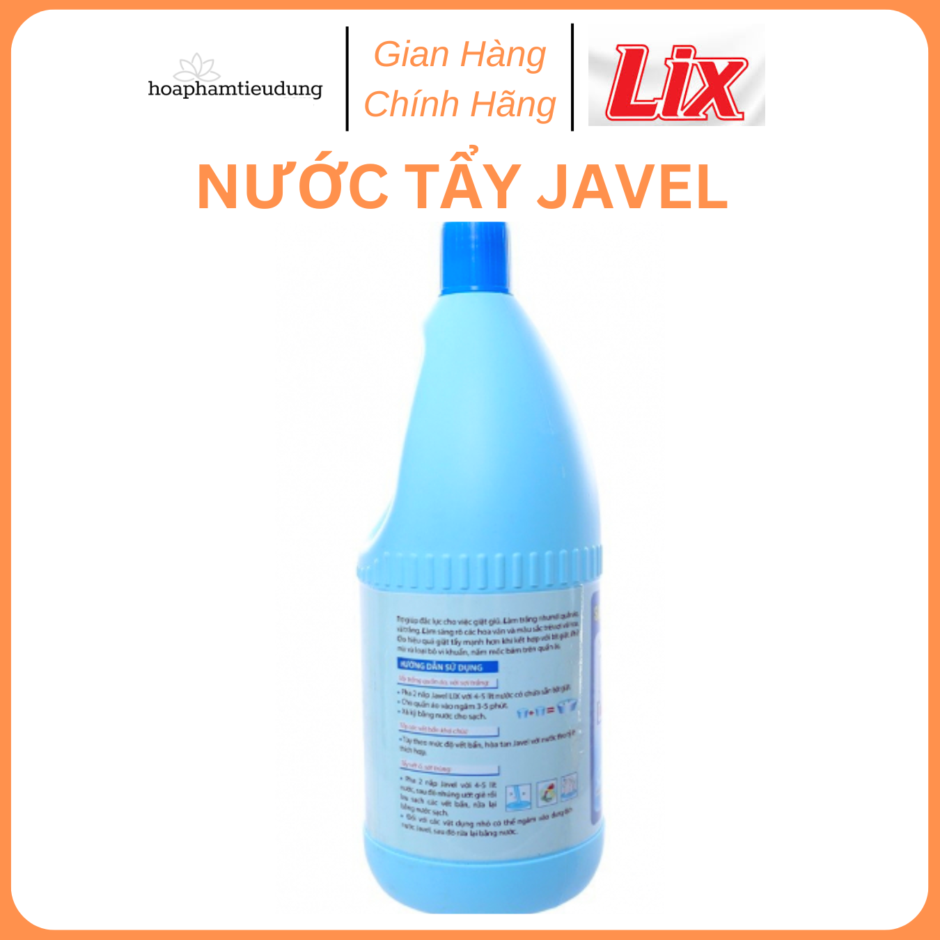 Nước Tẩy Trắng Quần Áo Javel Lix Chai 1-2kg