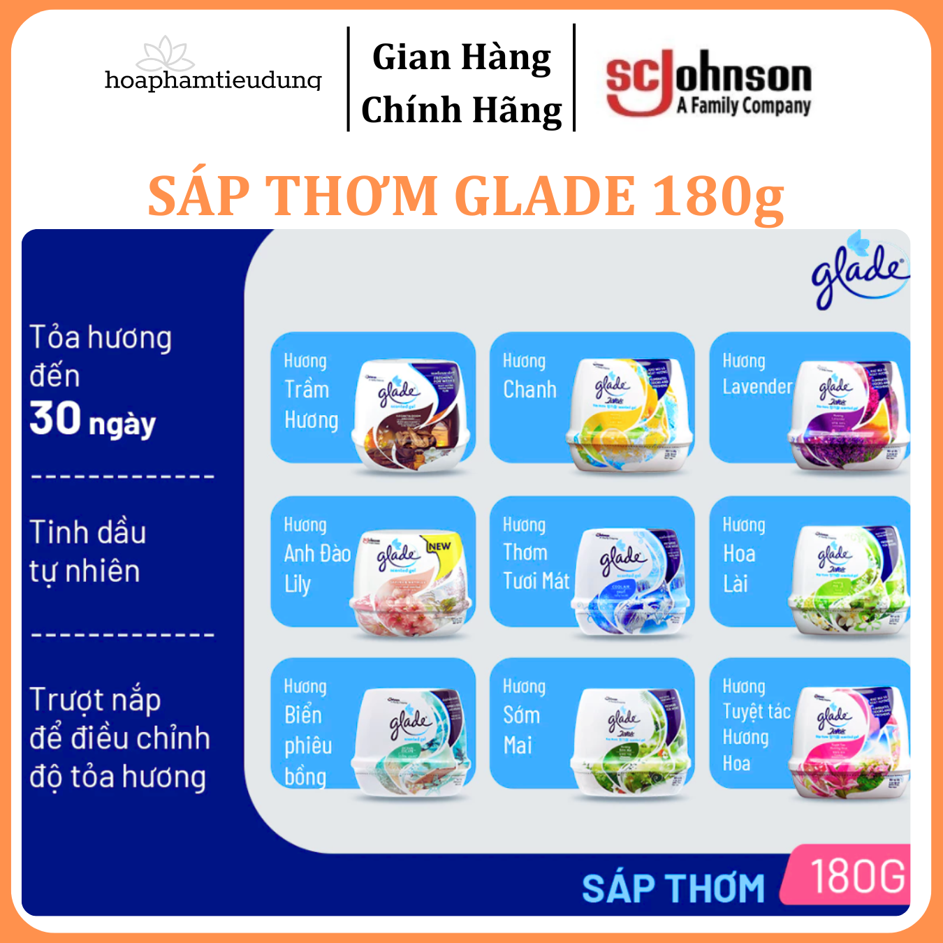 Sáp Thơm Phòng Glade đủ mùi 180g