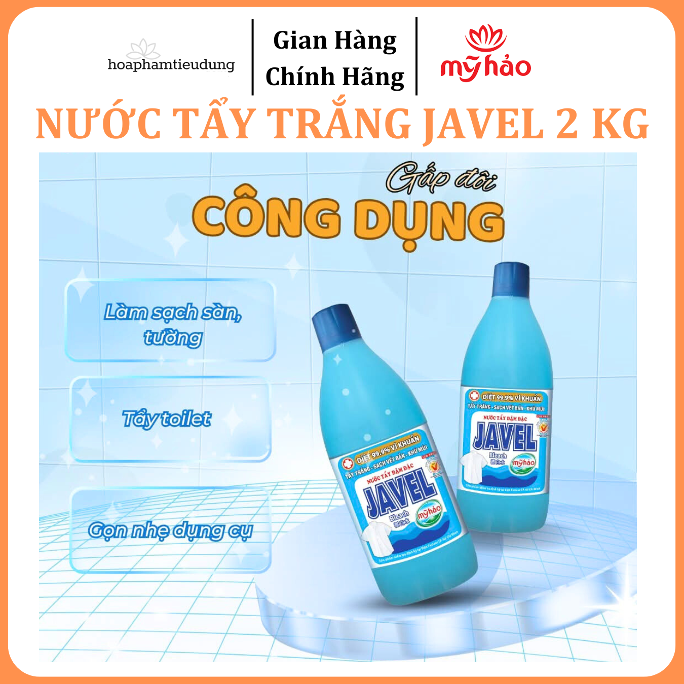 Nước tẩy quần áo trắng Mỹ Hảo Javel 2kg