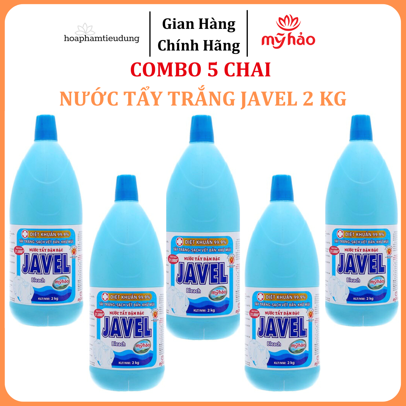 Nước tẩy quần áo trắng Mỹ Hảo Javel 2kg