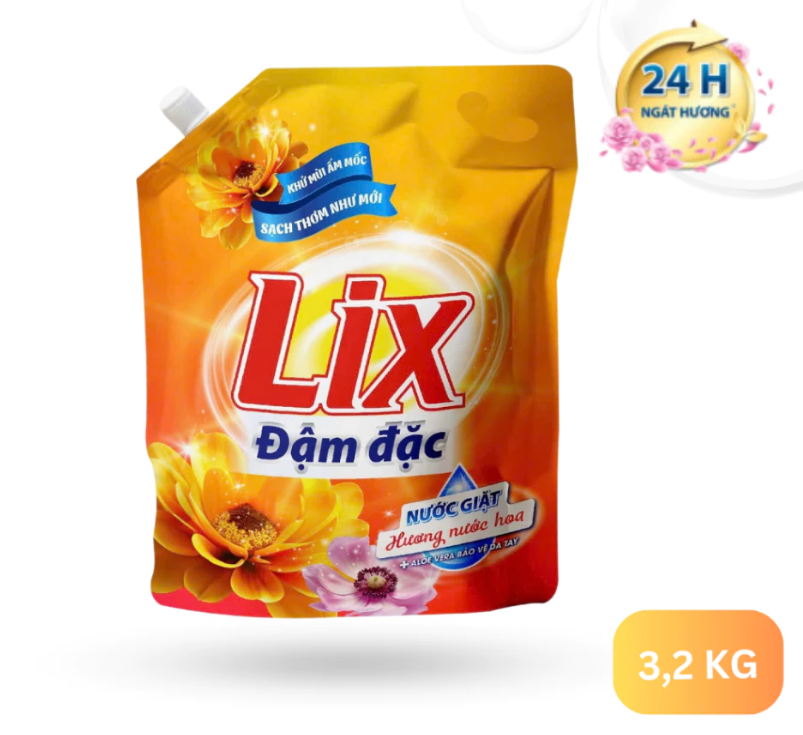 Nước giặt Lix 3.2kg hương nước hoa khử mùi nấm mốc
