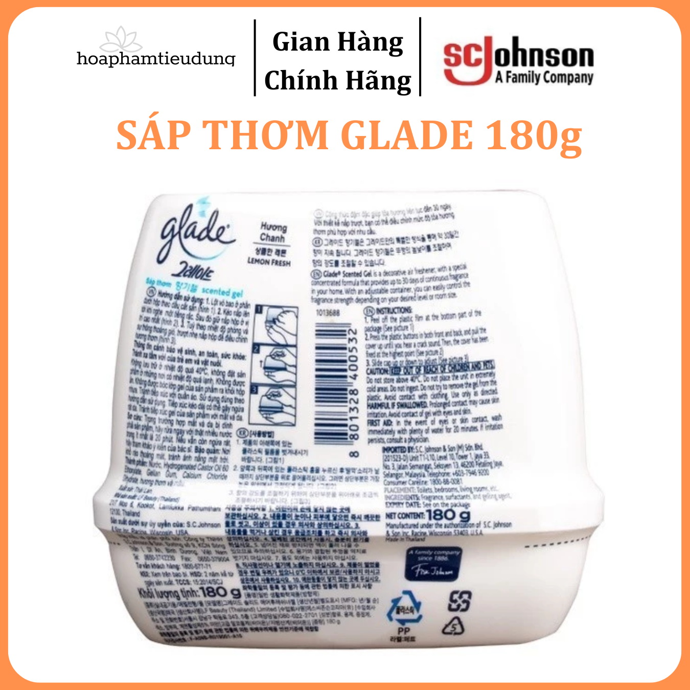 Sáp Thơm Phòng Glade đủ mùi 180g