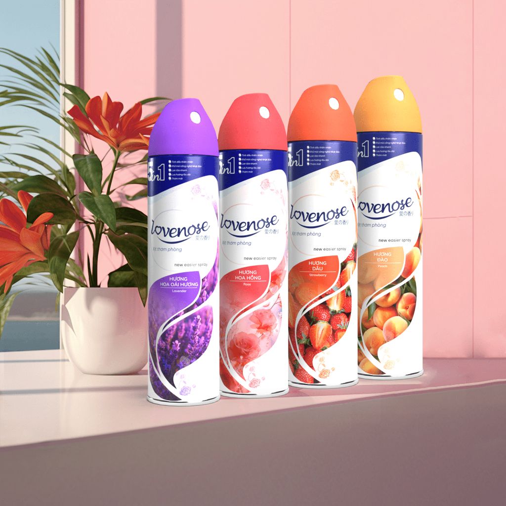 Xịt thơm phòng Lovenose, nước hoa xịt phòng hương thơm tự nhiên dễ chịu lưu hương lâu dài 320ml