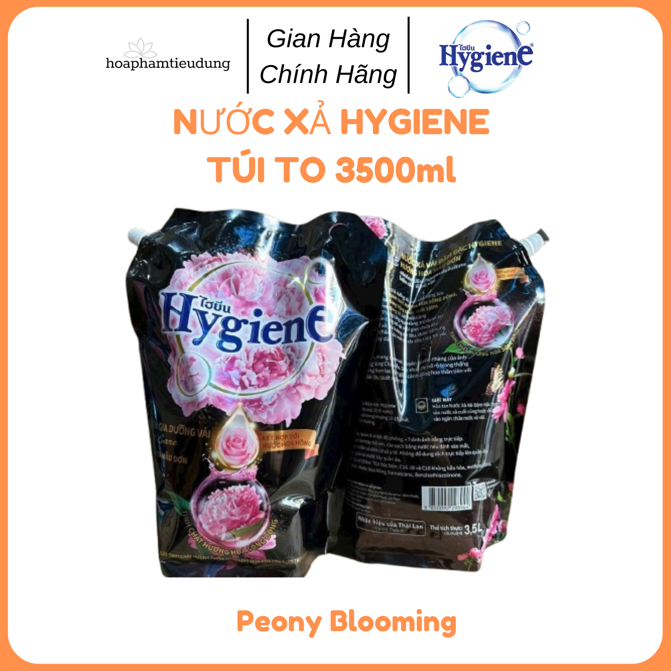 (Túi To Tiết kiệm) Nước Xả Vải Hygiene Đậm Đặc 3.5L Thái Lan