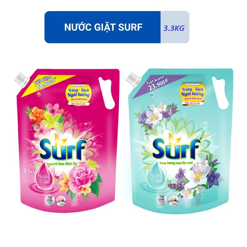 Nước giặt Surf túi 4kg đủ hương