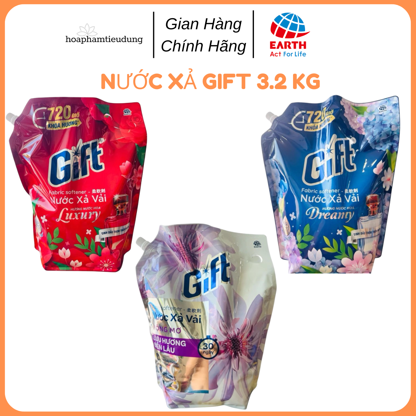 Nước xả vải Gift túi 3.2kg