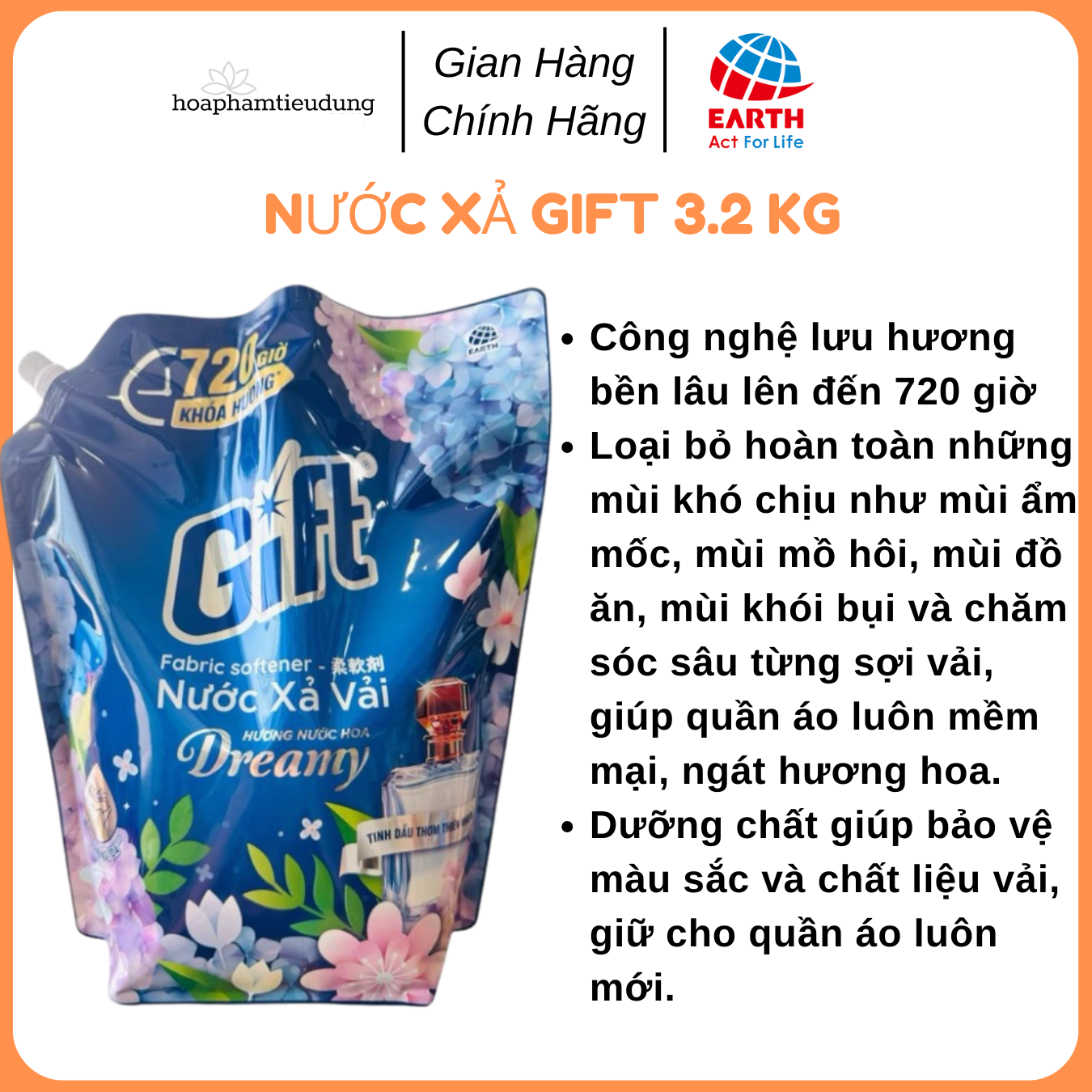 Nước xả vải Gift túi 3.2kg