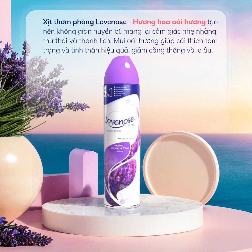 Xịt thơm phòng Lovenose, nước hoa xịt phòng hương thơm tự nhiên dễ chịu lưu hương lâu dài 320ml