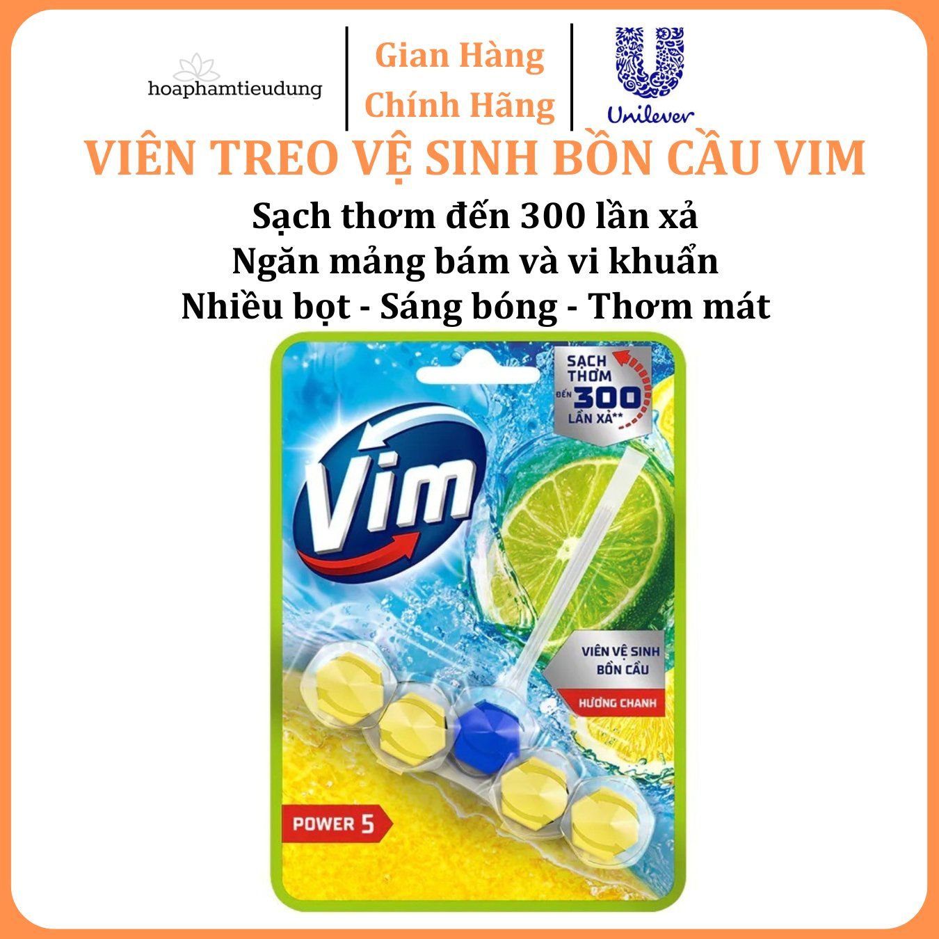 Viên treo vệ sinh bồn cầu Vim thơm mát, diệt khuẩn, sâng bóng