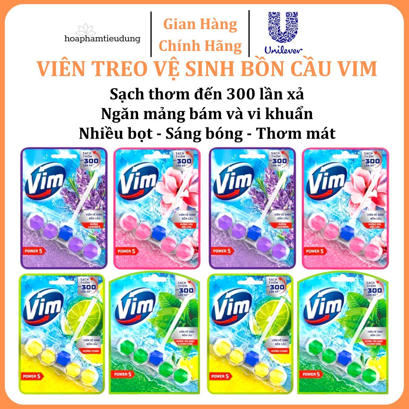 Viên treo vệ sinh bồn cầu Vim thơm mát, diệt khuẩn, sâng bóng