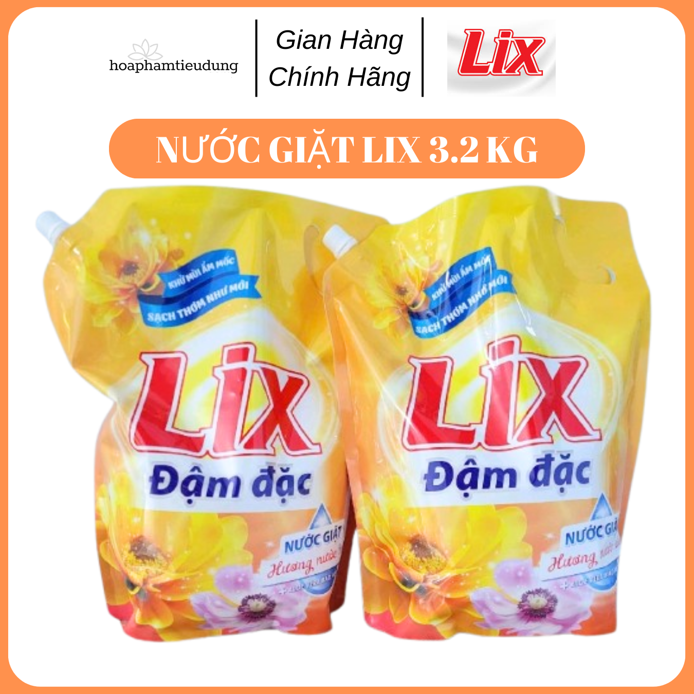 Nước giặt Lix 3.2kg hương nước hoa khử mùi nấm mốc