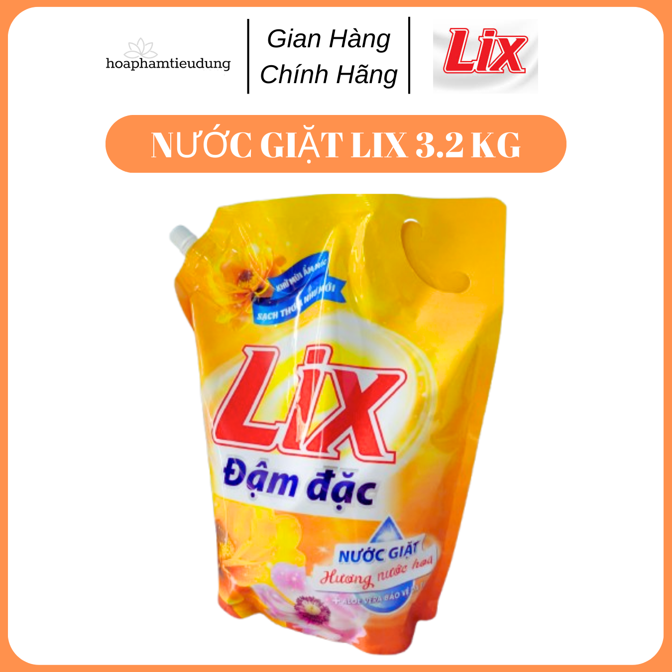 Nước giặt Lix 3.2kg hương nước hoa khử mùi nấm mốc