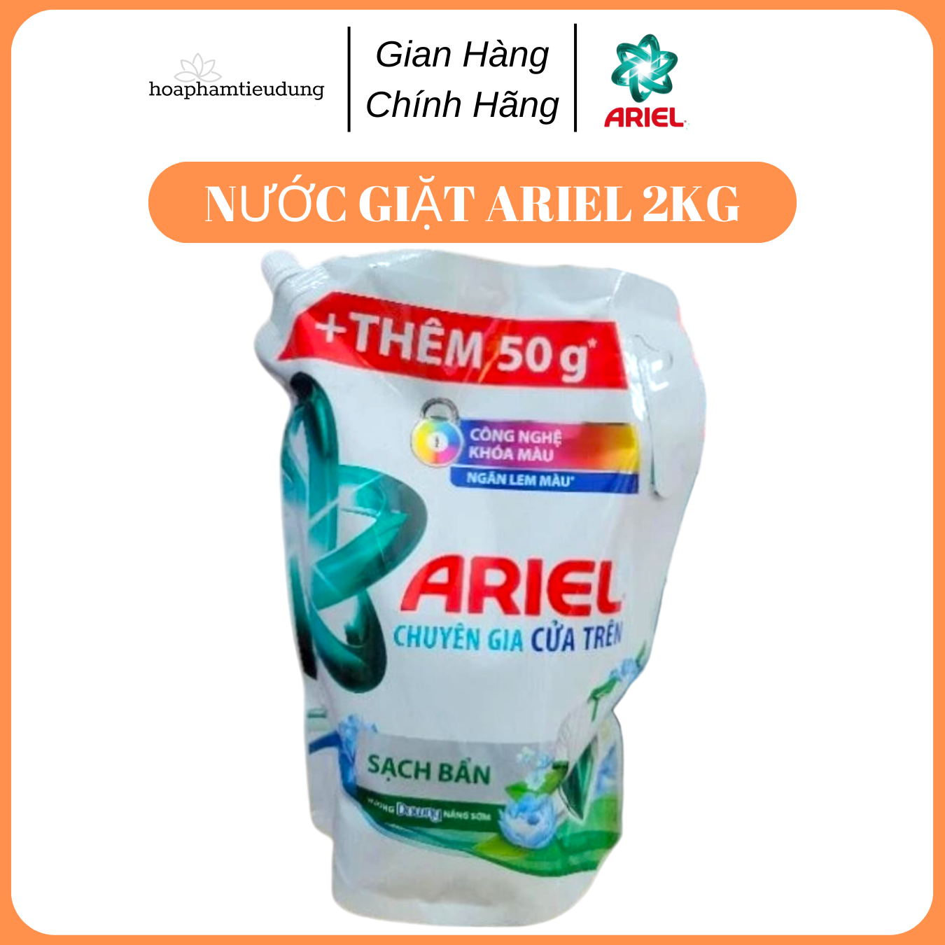 Nước giặt Ariel 2kg hương Downy Nắng Sớm (Máy giặt cửa trên)