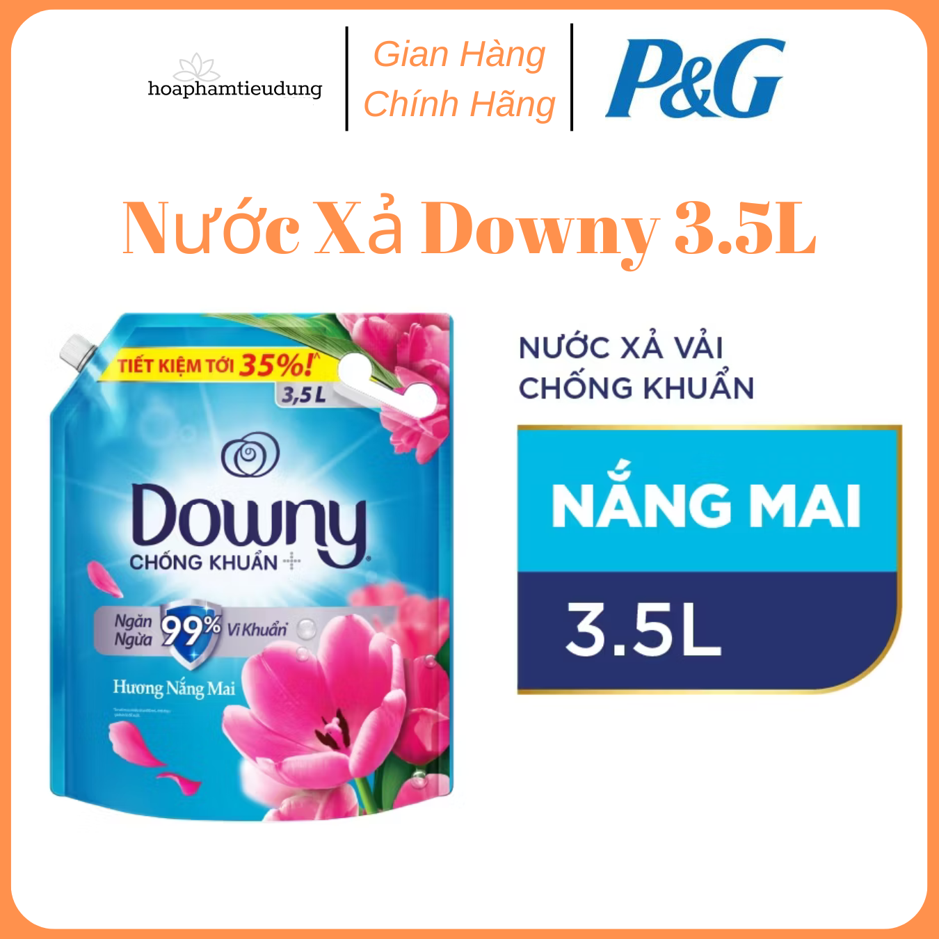 Nước Xả DOWNY Tinh Dầu Thiên Nhiên/ Nước Hoa Cao Cấp/ Chống Khuẩn Nhiều Mùi Hương Túi 3.5L