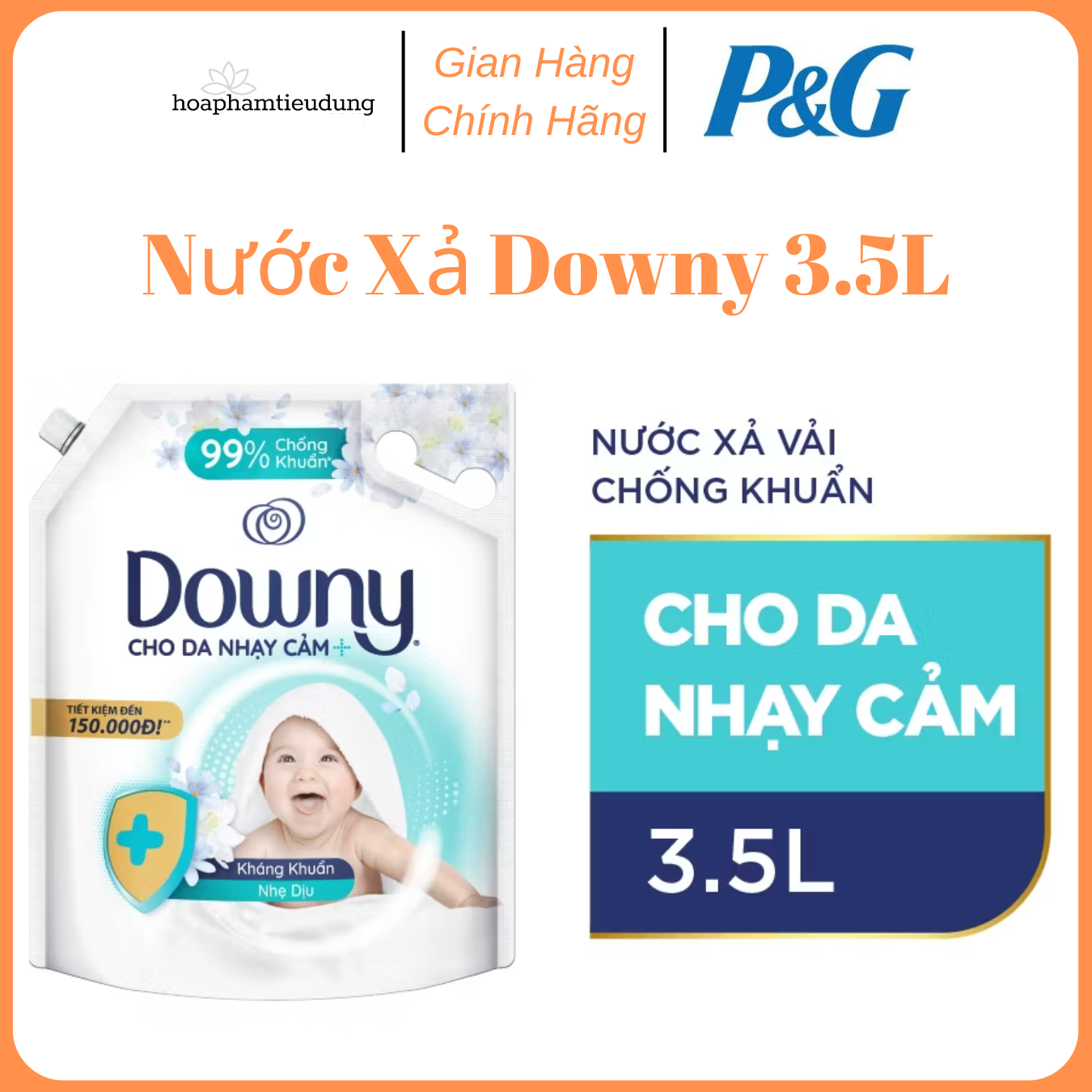 Nước Xả DOWNY Tinh Dầu Thiên Nhiên/ Nước Hoa Cao Cấp/ Chống Khuẩn Nhiều Mùi Hương Túi 3.5L