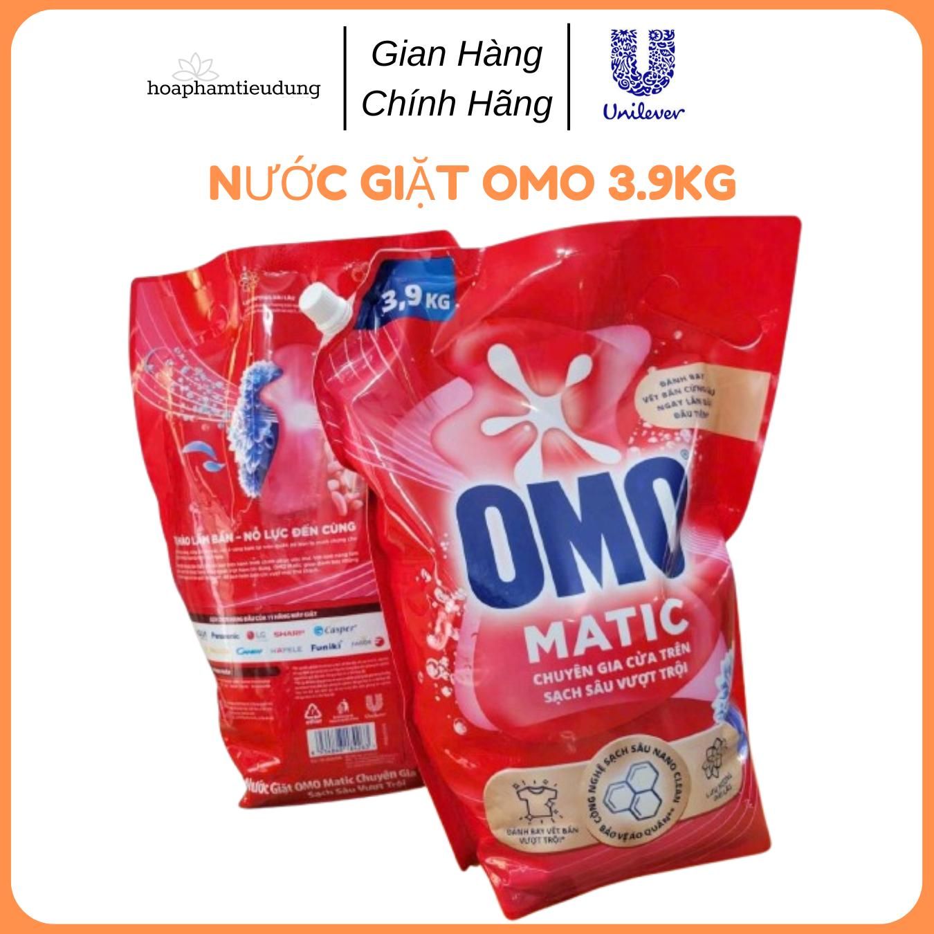 Nước giặt OMO xoáy bay vết bẩn khử mùi toàn diện 3,9KG