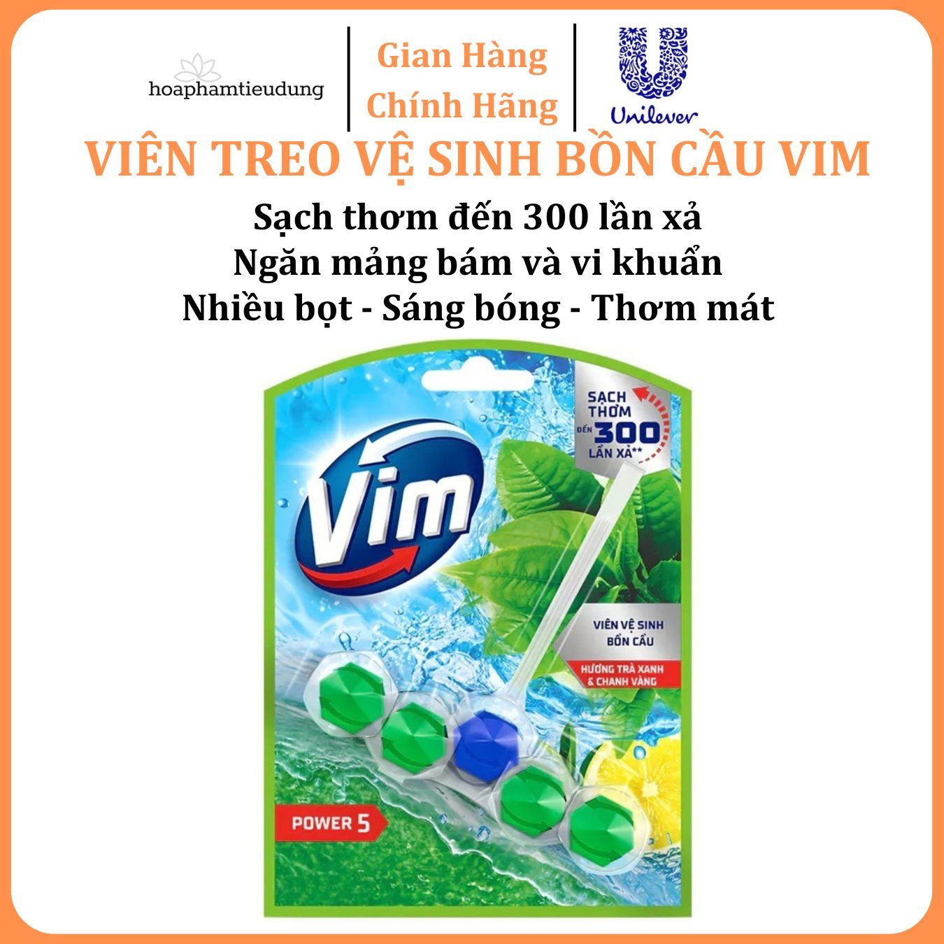 Viên treo vệ sinh bồn cầu Vim thơm mát, diệt khuẩn, sâng bóng